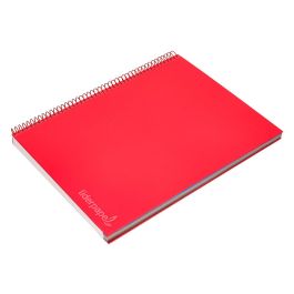 Cuaderno Espiral Liderpapel A4 Micro Jolly Tapa Forrada 140H 75 gr Cuadro 5 mm 5 Bandas 4 Taladros Color Rojo