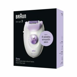 Braun Silk-épil 3 Depiladora Eléctrica para Mujer, 20 Pinzas MicroGrip, Luz Smartlight, Cabezal Masaje, Púrpura, Fabricada en Alemania