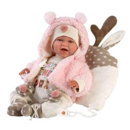 Muñeco recien nacido mimi sonrisas con peto kids zone, chupete y cojin reno 40 cm cuerpo tela Muñeco recien nacido mimi sonrisas con peto kids zone, chupete y cojin reno 40 cm cuerpo tela