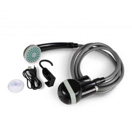 Kampa KAM5060540047519 Ducha Eléctrica Portátil Power Shower con Batería Recargable y Flexo de 1,80 m, Negra