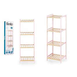 Berilo Estanteria Cuadrada 4 Estantes Bambu Rosa 35.2x100.2x30.2 cm