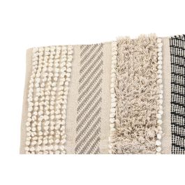 DKD Home Decor Alfombra Boho de Algodón Beige y Negro 120 x 180 cm - Estilo Étnico para Salón/Dormitorio