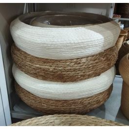 DKD Home Decor Macetero Urban Bicolor Fibra 39x39x40 cm Set de 3 para Decoración del Hogar