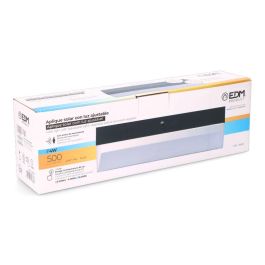 Edm Aplique Solar LED Rectangular 4W 500LM 3000/4000/6500K 3CCT con Sensor de Movimiento y Crepuscular, Negro