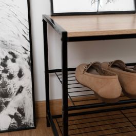 Vinthera Mueble Auxiliar Moa Acero y Madera 60x30x44,5 cm