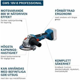 Bosch BOS1744785612920 Amoladora angular GWS 18V-8, 125 mm, 18V, Inalámbrica