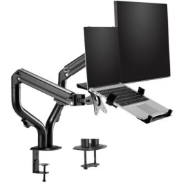 AISENS - SOPORTE DE MESA CONTRAPESO GIRATORIO E INCLINABLE PARA PORTATIL Y MONITOR/TV 8KG DE 17-32, NEGRO