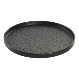 DKD Home Decor Plato Horeca Negro de Porcelana 24.5 cm x 2.3 cm para Microondas y Lavavajillas (4 Unidades)