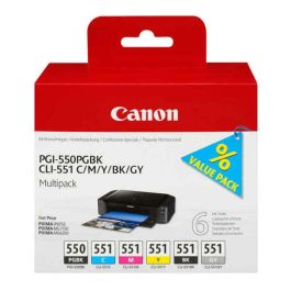 Canon PGI-550 / CLI-551 Multipack de 6 Cartuchos de Tinta para Impresoras Canon - PGBK/C/M/Y/BK/GY - Ref. 6496B005 Precio: 98.50000039. SKU: S7134730