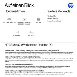 HP Z2 Mini G1i Intel Core Ultra 7 265 32GB 1TB SSD NVIDIA RTX A1000 8GB W11P 3J Gar (DE) Precio: 2430.58999986. SKU: B1D4KTLYT3