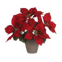 Mica Decorations Planta Poinsettia Roja en Maceta Cerámica Gris 22x27cm Precio: 12.50000059. SKU: S7903201