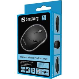 Sandberg Wireless Mouse Pro Recargable, 6 Botones, Conexión Dual Bluetooth y USB Dongle para Ordenador