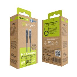 muvit for change cable Tipo C a Tipo C 100W con pantalla LCD gris