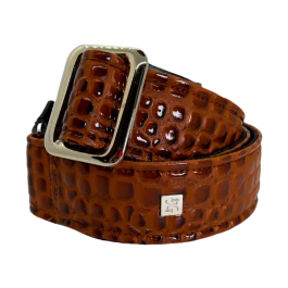 GETM Correa Guitarra Bajo Aussie Gator Caramel - Polipiel Nailon Piel Marrón Cálido Ajustable hasta 165 cm