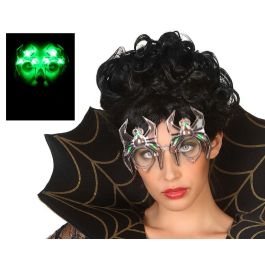 Gafas de Halloween Adulto con Luz LED Verde - Diseño Araña Brillante y Efecto Escalofríante para Disfraces y Fiestas Nocturnas