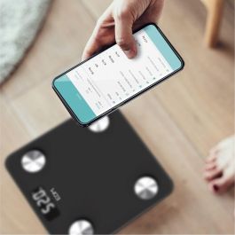 Edm Báscula de Baño Digital Inteligente Bluetooth Negra, Cuerpo Composición, Máximo 180 kg