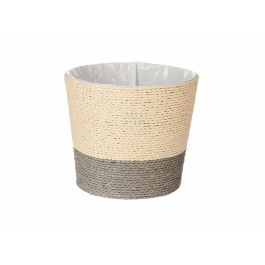 Ibergarden Macetero de Cuerda y Plástico Gris Natural 19.5x16.5 cm (24 Unidades)
