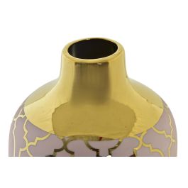 DKD Home Decor Jarrón Oriental Zeman Rosa Dorado Porcelana 13 x 26 x 13 cm