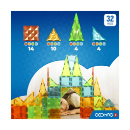 Geomag Fichas Gemas 4101, 32 Piezas, Formas Geométricas, Efecto Cristal