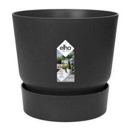 Elho Greenville 30 Maceta redonda Exterior Ø 29.5xH 27.8 cm Negro Living Plástico Reciclado, Antihielo, Depósito Agua