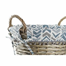 Cesta DKD Home Decor Blanco Azul 44 x 42 x 44 cm