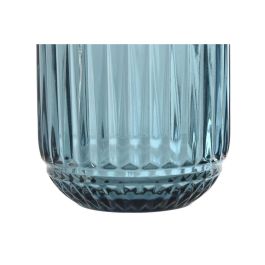 DKD Home Decor Vaso de Cristal Azul Rayado 275ml - Set de 6 Vasos Apto para Microondas y Lavavajillas 7.5x9.5x7.5 cm