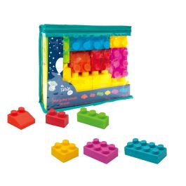 Tachan Construcciones Blandas Ladrillos de Juguete 28 Piezas para Niños +2 años | Bloques Apilables Suaves con Bolsa de Almacenamiento