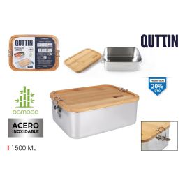 Quttin Fiambrera acero inoxidable con tapa de bambú rectangular 1500 ml - 20.5 cm x 15 cm x 7.7 cm (6 Unidades) Precio: 51.49999943. SKU: S2212447