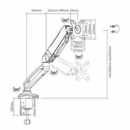 Aisens Soporte de Mesa Profesional Giratorio e Inclinable para Monitor/TV 13"-32" con Contrapeso, 3 Pivotes, 1 Brazo, Carga Máx. 9kg