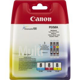 Canon 0621B029 Cartucho de Tinta CLI-8 Multipack Cian, Magenta, Amarillo Original para Impresora de Inyección Precio: 54.49999962. SKU: S8402613