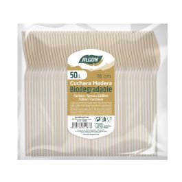 Set de 50 cucharas de madera Algon 16 cm (20 Cajas) Set de 50 cucharas de madera Algon 16 cm (20 Cajas)