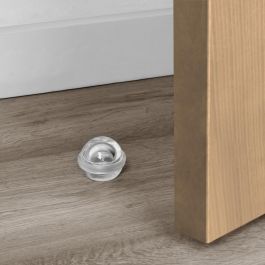 Lote de 6 topes para puertas adhesivos semiesféricos, fijación en el suelo, Plástico, Transparente