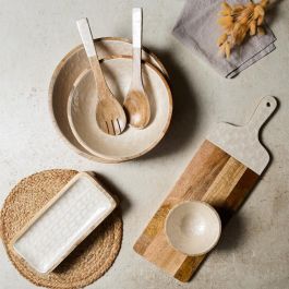 Home Deco Factory Ensaladera Mango Nerina, Madera, Diámetro 33 cm