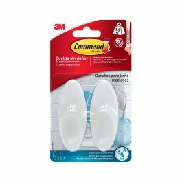 Command bath18 Gancho para Baño Mediano Blanco, 2 Ganchos + 3 Tiras, Carga Máxima 1.3 kg, 35 x 86 x 29 mm Command bath18 Gancho para Baño Mediano Blanco, 2 Ganchos + 3 Tiras, Carga Máxima 1.3 kg, 35 x 86 x 29 mm