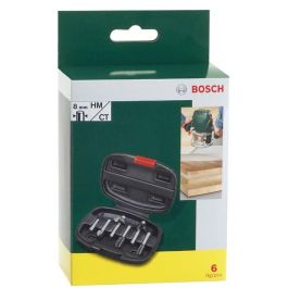 BOSCH Juego de 6 Fresas para Madera, Vástago de 8mm, Carburo: 2 Rectas, 1 Ranurar, 1 Redondear, 1 Cola Milano, 1 Perfilar