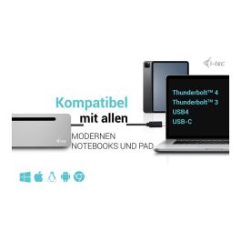 i-tec USB-C ERGO DOCK + CHARGER Estación de Carga y Conexión Doble 4K con Power Delivery 100W, Plata