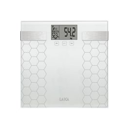Laica Ps5014 Báscula de Baño Digital Blanco, Cálculo de Composición Corporal, 180 kg, Vidrio Templado