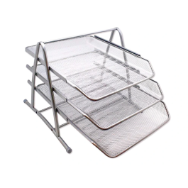 Q-connect KF00822 Bandeja sobremesa metálica rejilla plata 3 bandejas movibles 350x278x275 mm