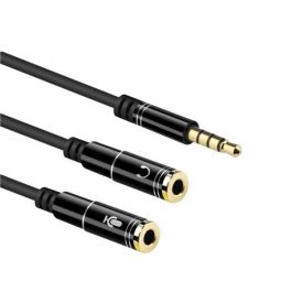 Ewent Cable Adaptador Audio Jack 3.5 mm EC1641 - 1x 3.5mm (4pin) Male a 2x 3.5mm (3pin) Female, 0.30m