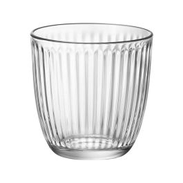 Bormioli Rocco Vaso 290 ml Colección Line, Transparente, Diseño Rayas Años 50, Set de 6, Altura 85mm, Diámetro 85mm, Lavavajillas