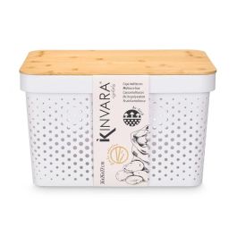 Caja Multiusos Perforada Tapa Bambu Grd Blanc 22Cm Kinvara (4 Unidades) Caja Multiusos Perforada Tapa Bambu Grd Blanc 22Cm Kinvara (4 Unidades)
