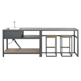 Mueble de cocina Home ESPRIT Gris Natural 127 x 100 x 90 cm 127 x 100 x 95 cm Mueble de cocina Home ESPRIT Gris Natural 127 x 100 x 90 cm 127 x 100 x 95 cm
