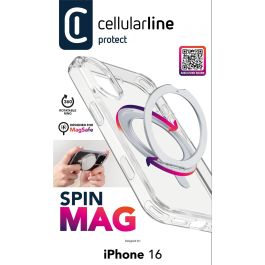 Cellularline Funda SPIN MAG MagSafe Transparente para iPhone 16