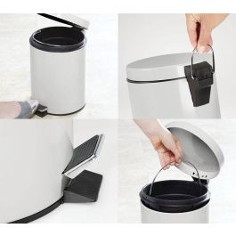 Confortime Cubo Basura Metal C/Pedal 5Lt Blanco 20.6 cm Ancho x 27.4 cm Alto x 27 cm Largo (6 Unidades)