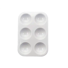 Liderpapel Paleta de Plástico Rectangular para Pintura con 6 Huecos 12.5x8.7 cm