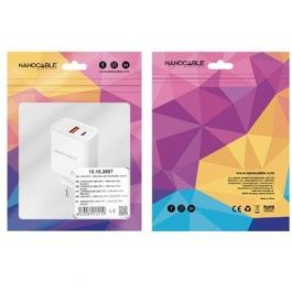 Cargador de Pared Nanocable 10.10.2007/ 1xUSB/ 1xUSB Tipo-C/ 20W/ Blanco Cargador de Pared Nanocable 10.10.2007/ 1xUSB/ 1xUSB Tipo-C/ 20W/ Blanco