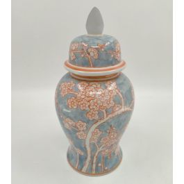 DKD Home Decor Jarrón de Porcelana Oriental con Flores Azul Naranja 37 cm alto Precio: 20.15376. SKU: B1G6TNTYJK