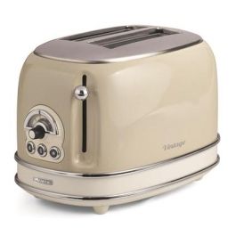 Ariete 155/13 Tostador Vintage de 2 Ranuras Color Beige con Selector de Tueste y Bandeja Recogemigas