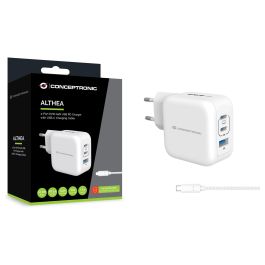 Conceptronic Cargador Pared Althea17W 67W Blanco Carga Simultánea hasta 3 Dispositivos
