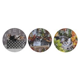DKD Home Decor Reloj de Pared Shabby Multicolor Gatitos MDF 34 x 34 x 4 cm (3 Unidades) Precio: 11.49999972. SKU: B1FN6TPL7Q